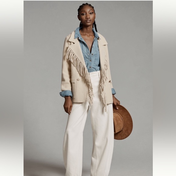 SOLD - NWT NVLT Cream Teddy Jacket with Fringe - Picture 4 of 8